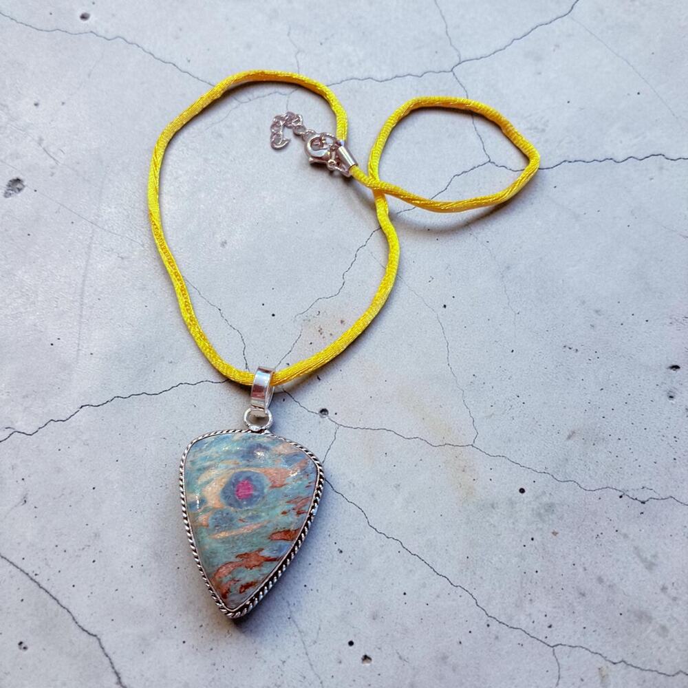 Ruby in Fuchsite Sterling Silver Plated Necklace